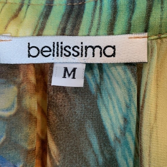 Bellissima flowing reptile feathery print Sheer Blouse medium - Picture 9 of 10